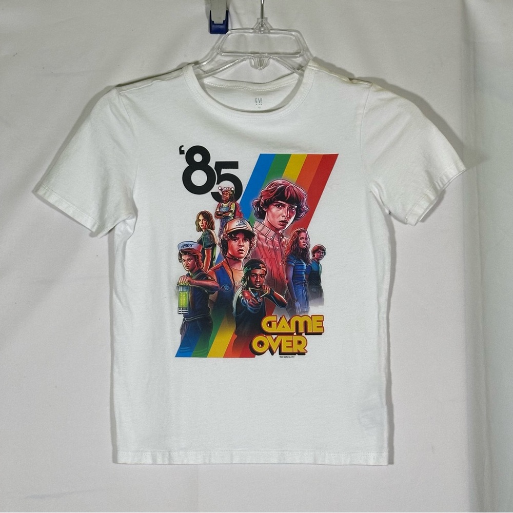 GAP Kids 1985 Game Over Stranger Things Soft White T-shirt size 10